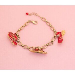 Vintage Red Female Noble Hats Charm Bracelet | 8 inch | Avon | H23